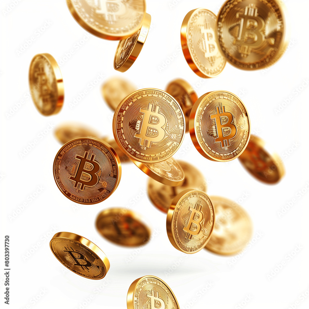 Sfondo di bitcoins che cadono.