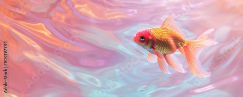 Vibrant goldfish swimming in abstract colorful waters © Denys