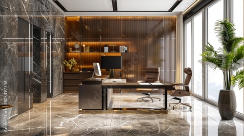 3d modern office interior render hyper realistic 