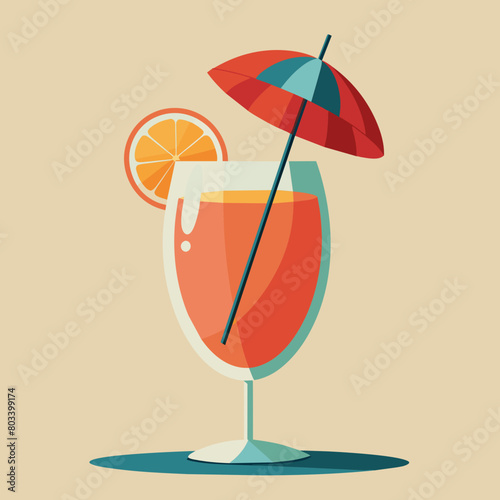 Vector illustration of a glass of lemonade on a colorful background