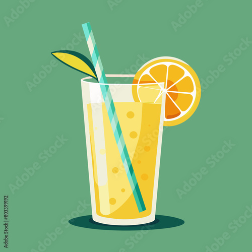 Vector illustration of a glass of lemonade on a colorful background