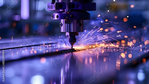 Metal CNC milling and laser engraving using plasma in metallurgy processes. Concept Metal CNC Milling, Laser Engraving, Plasma Cutting, Metallurgy Processes