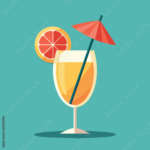 Vector illustration of a glass of lemonade on a colorful background