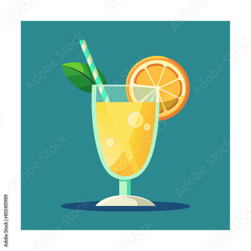Vector illustration of a glass of lemonade on a colorful background