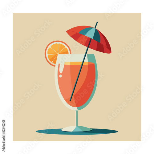 Vector illustration of a glass of lemonade on a colorful background
