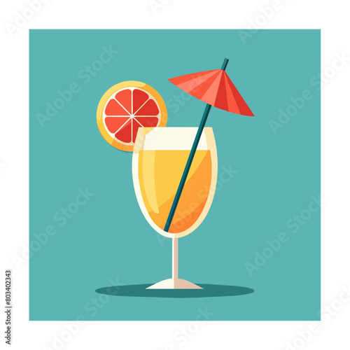 Vector illustration of a glass of lemonade on a colorful background