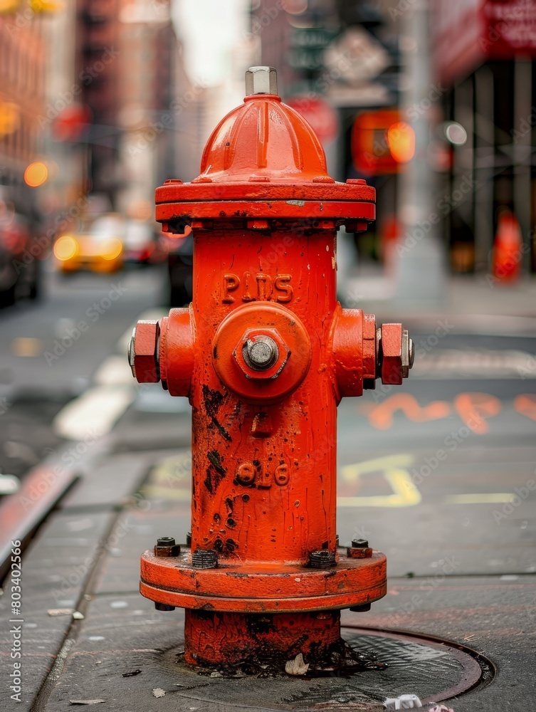 a vibrant red fire hydrant stands prominently on a city street
a vibrant red fire hydrant stands prominently on a city street