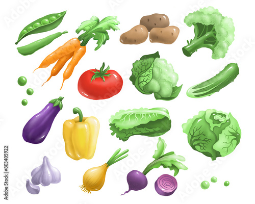 Vegetables set. Digital clipart