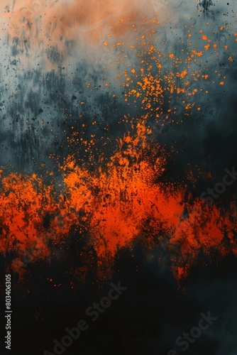 Abstract desktop wallpaper with sand, orange, and black hues in a foggy October morning theme. Negative space and rule of thirds layout create a subtle, confusing atmosphere.