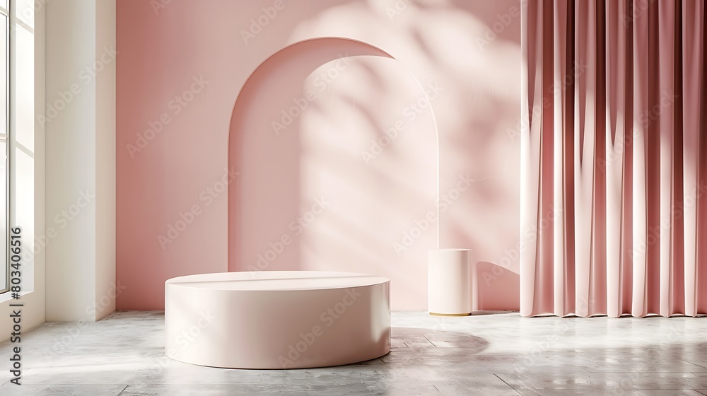 Mock up Minimal pink pedestal design for product show Mock up Minimal pink pedestal design for product show
