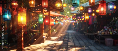 Vibrant Chiang Rai Night Bazaar Illuminated by Stunning D Rendered Sunlight photo
