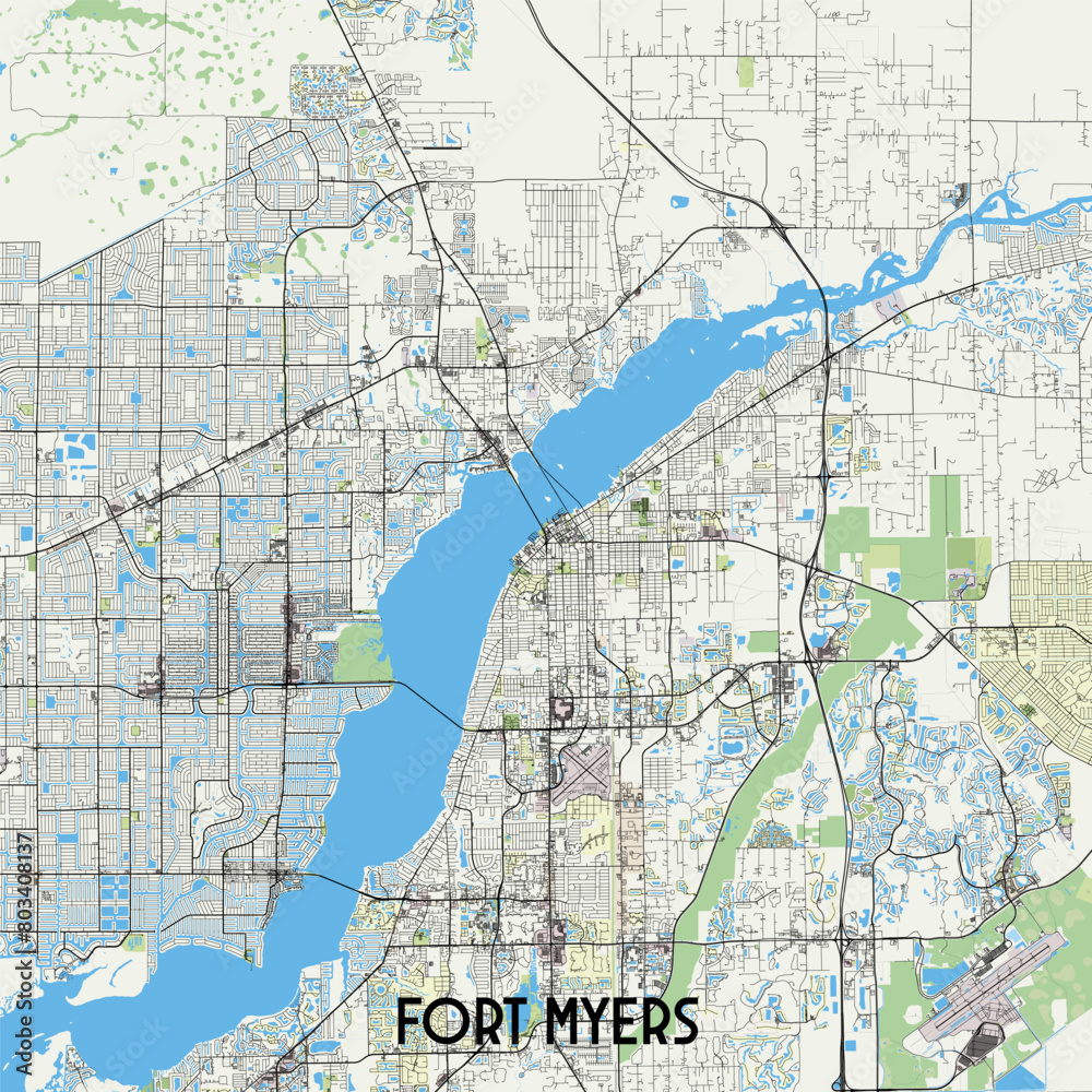 Fototapeta premium Fort Myers Florida USA map poster art
