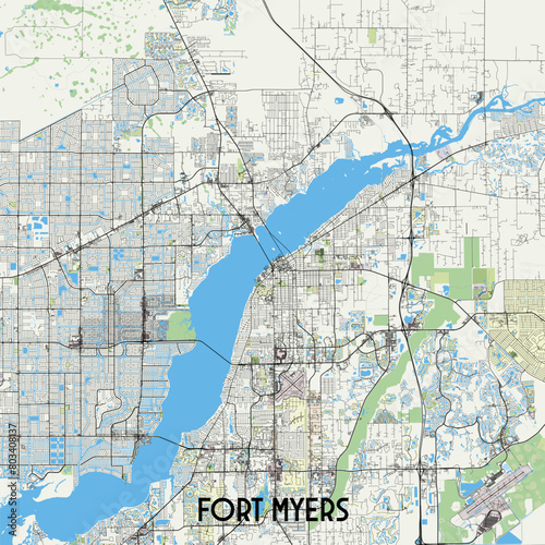 Fort Myers Florida USA map poster art photo