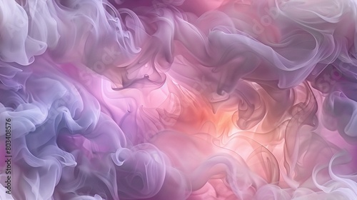   A painting with swirling colors on a pink-purple-white backdrop