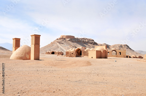 A Tower of Silence built by Zoroastrians for excarnation in Yazd, Iran photo