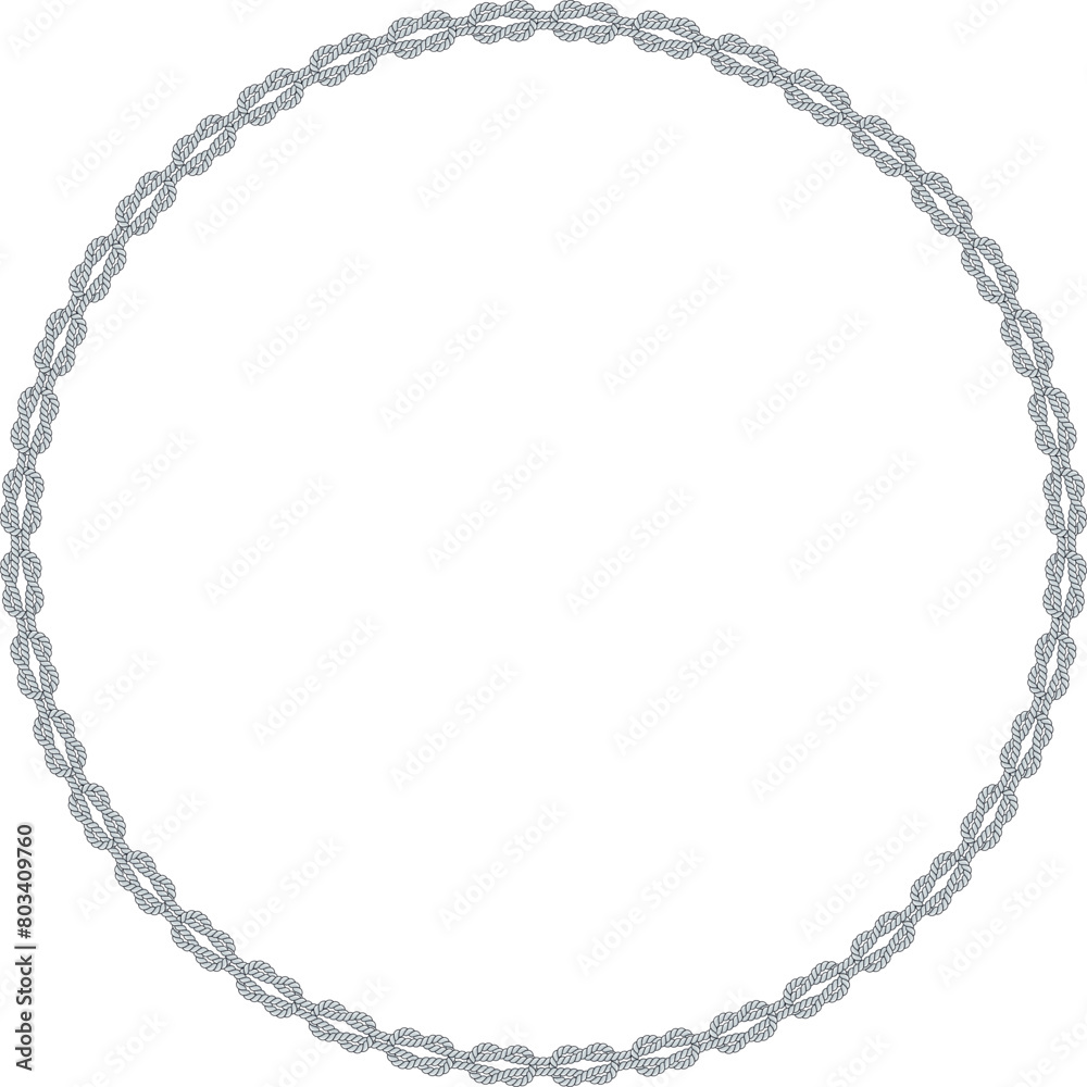 Round rope frame isolated on white background. Twisted cord Round rope frame isolated on white background. Twisted cord