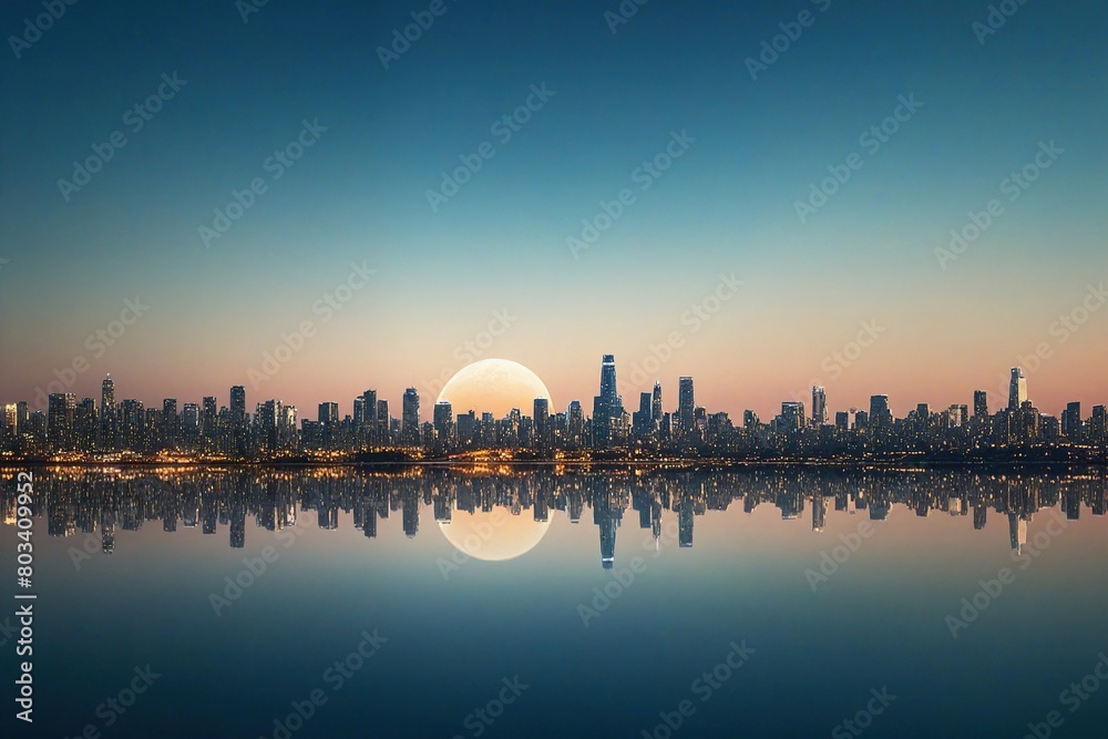 Fototapeta premium city skyline at sunset