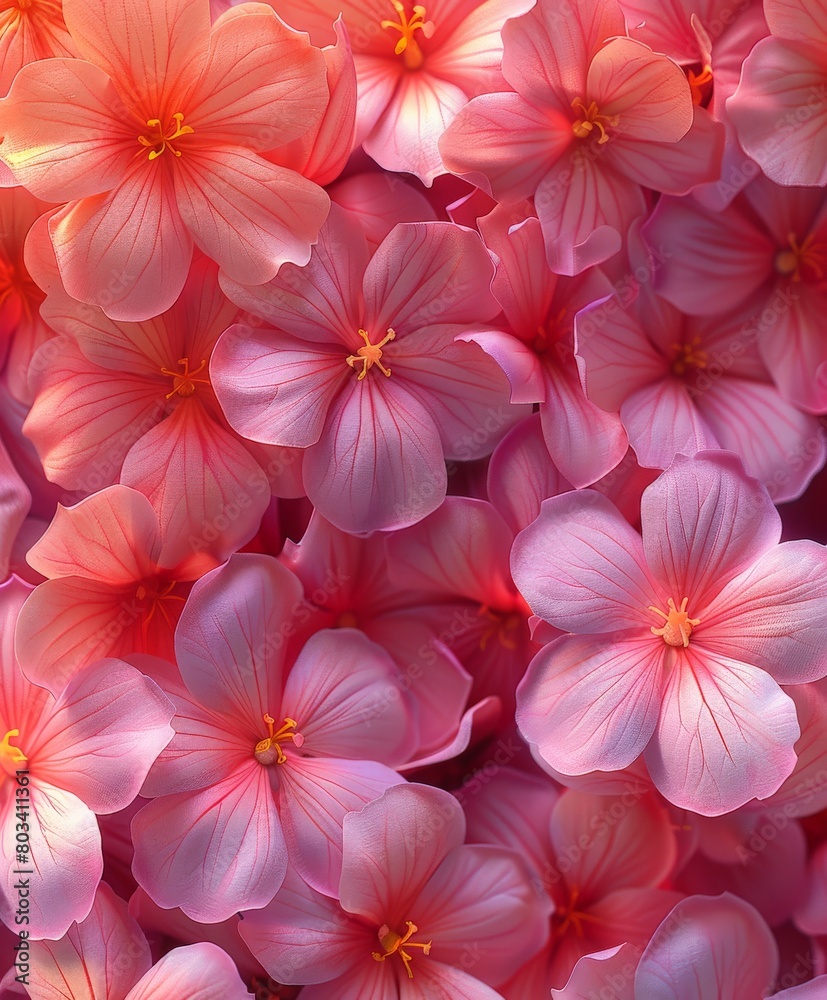 Pink Flowers Cluster in the Center Pink Flowers Cluster in the Center