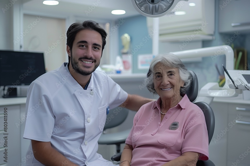 Obraz premium Old woman at the dentist's visit
