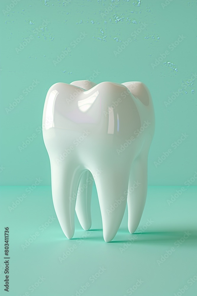 Model holding molar on mint background, copy space Model holding molar on mint background, copy space