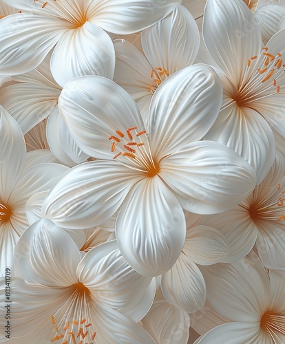 Cluster of White Flowers With Orange Centers