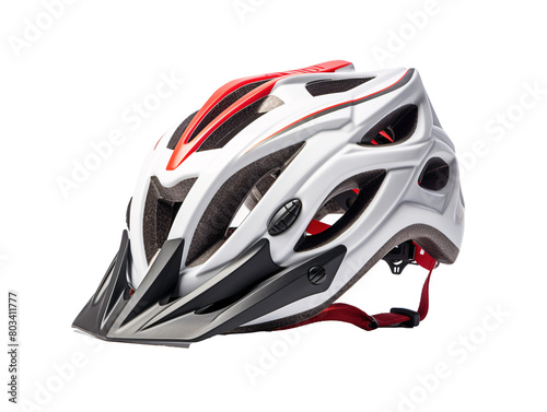 a white and red bicycle helmet