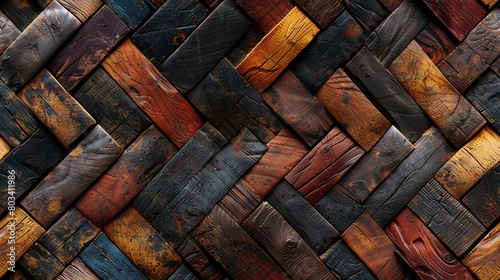   A detailed image of a wooden panel resembling interwoven hues photo