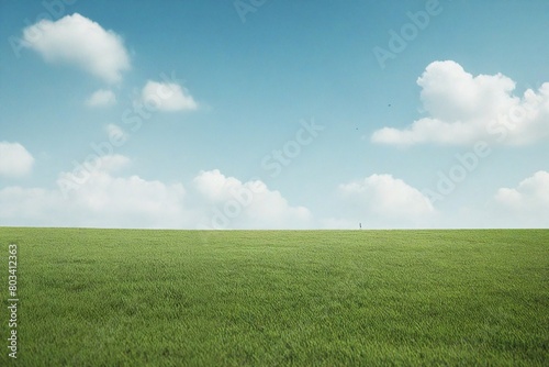 green field and blue sky photo