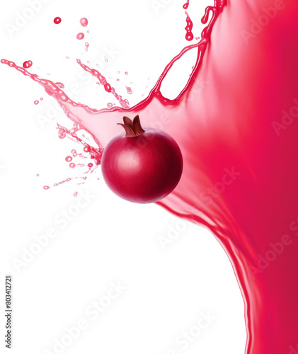A red pomegranate with a big splash photo