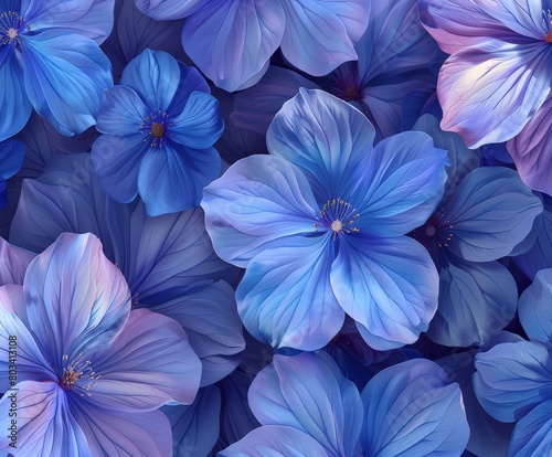Cluster of Blue Flowers With Purple Centers © BrandwayArt