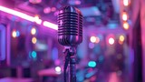 Vintage Iron Microphone: Nostalgia and Glamour in Purple Hues