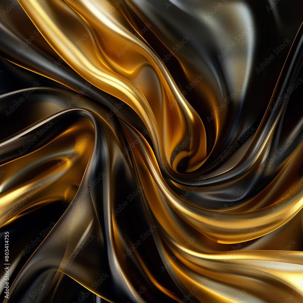 Fototapeta premium Black and gold silk background with glitters