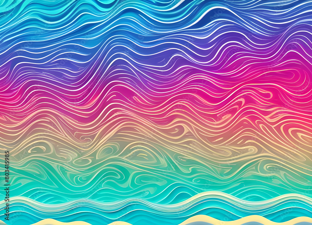 Fototapeta premium Bright stylish modern wave background in different colors,generative ai