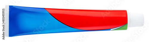 Toothpaste tube. Blue, red, white toothpaste tube. Gel, paste for brush tooth. Teeth cleaning. Dentist recommend for health care. Toothpaste  for fresh breath. Whitening paste. Isolated background