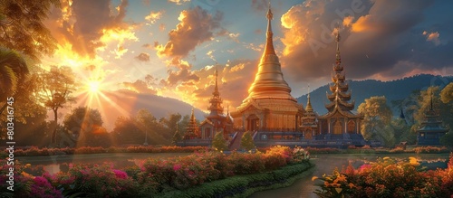 Golden Chedi of Wat Phra That Si Chom Thong Basks in Radiant D Rendered Sunlight © Sittichok