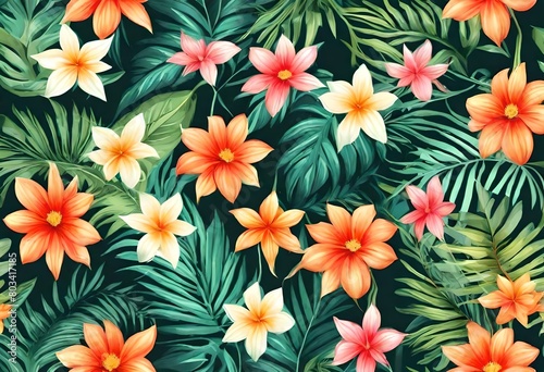 Seamless pattern with flowers wallpaper background.