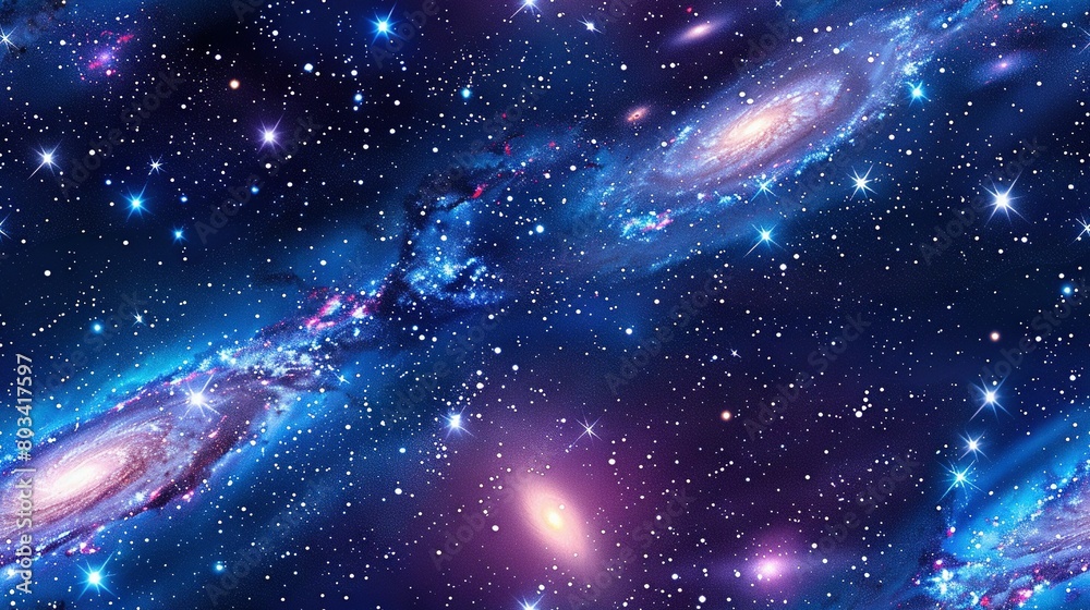 Obraz premium A cluster of stars surrounded by a vivid blend of blue and purple in a central position within the photograph