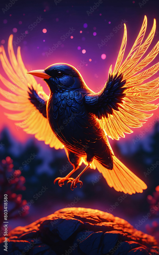 Fototapeta premium A bird soaring through the sky with its wings outstretched