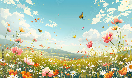 Vibrant Meadow Floral Illustration , Generate AI © VinaAmeliaGRPHIC