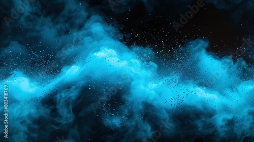   A blue and black background with numerous clouds and stars at its center  and a black background with multitudes of clouds and stars occupying the center of the image