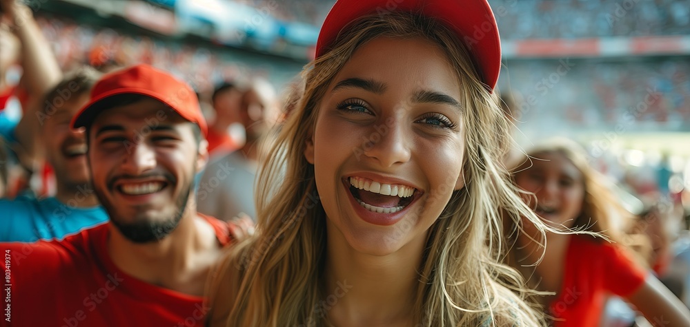 Fototapeta premium Passionate Football Fans: Portrait in the Stands