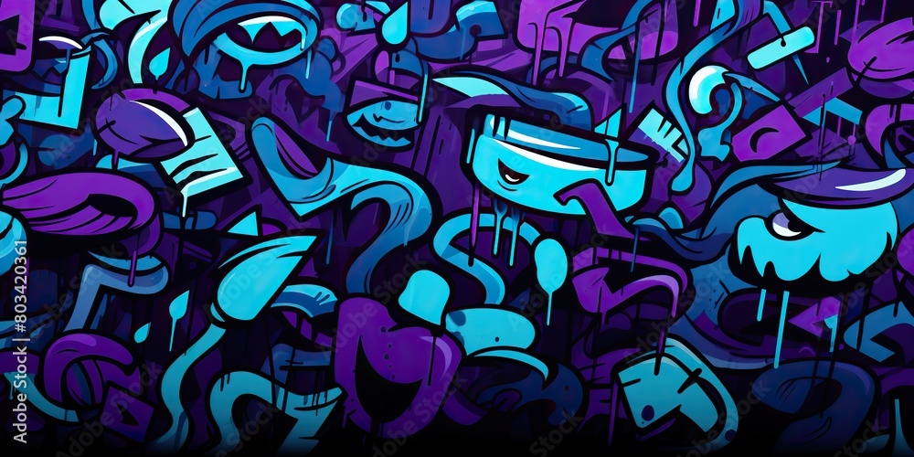 Obraz premium Graffiti draw paint ink sprat art graphic design pattern texture surface with many elements in dark colors scene