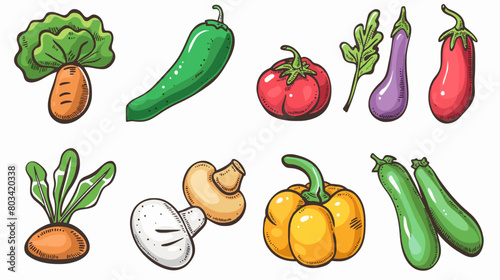 Hand draw abstract vegetable icon set