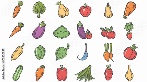 Hand draw abstract vegetable icon set