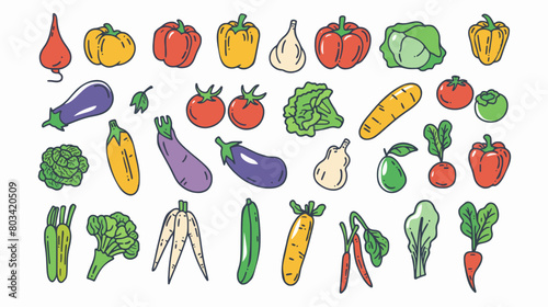 Hand draw abstract vegetable icon set