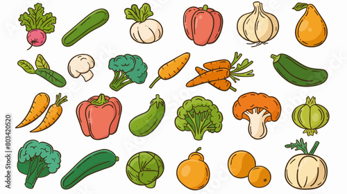 Hand draw abstract vegetable icon set