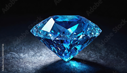 Blue diamond on black background