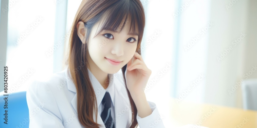 Asian female businesswoman in office. Generative AI. Asian female businesswoman in office. Generative AI.