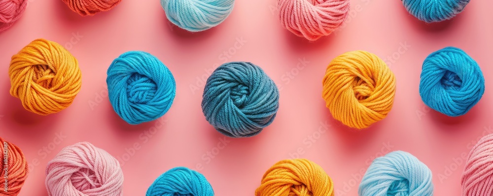 A pattern of the colorfull a balls of yarn wool, pastel color. A pattern of the colorfull a balls of yarn wool, pastel color.