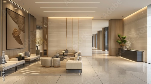 Elegant Neutral-Toned Lobby Interior